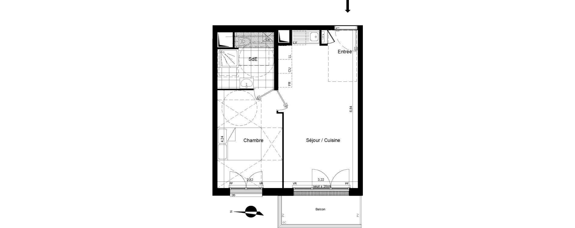 Appartement T2 de 40,08 m2 &agrave; Meaux Beauval