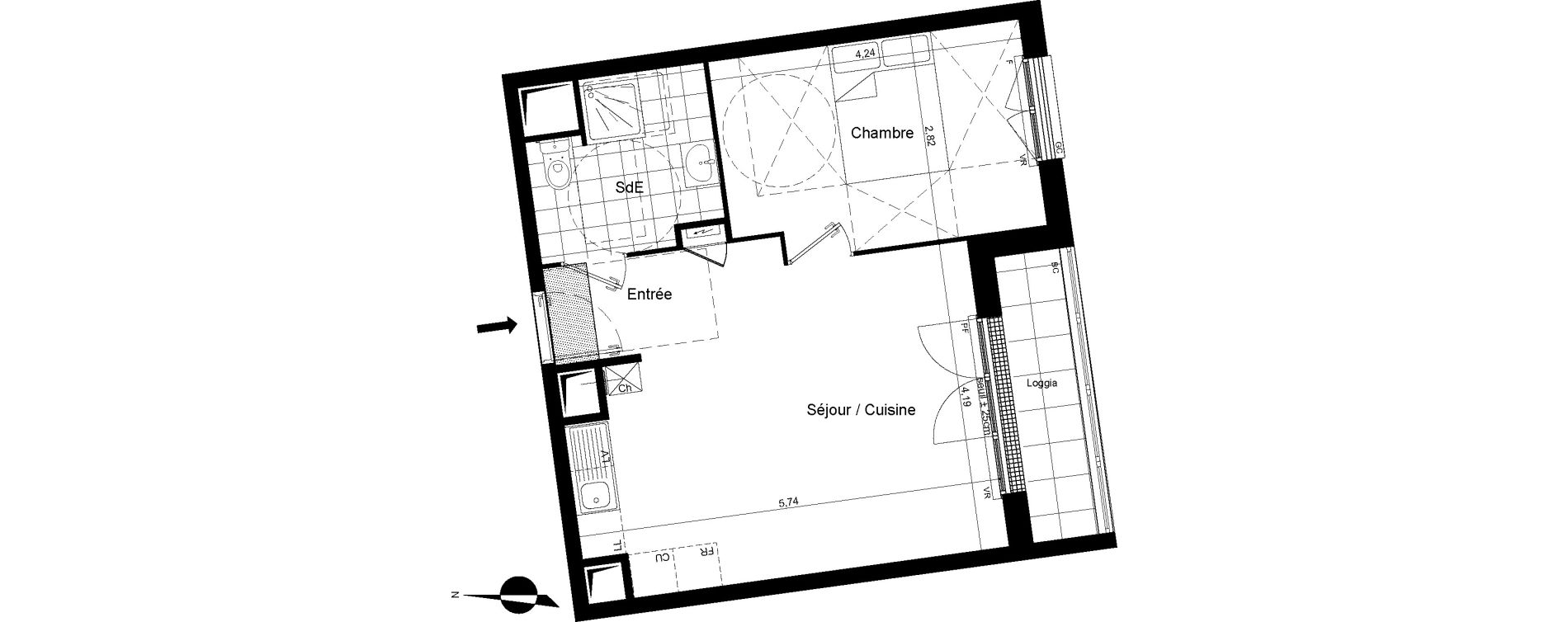 Appartement T2 de 41,77 m2 &agrave; Meaux Beauval