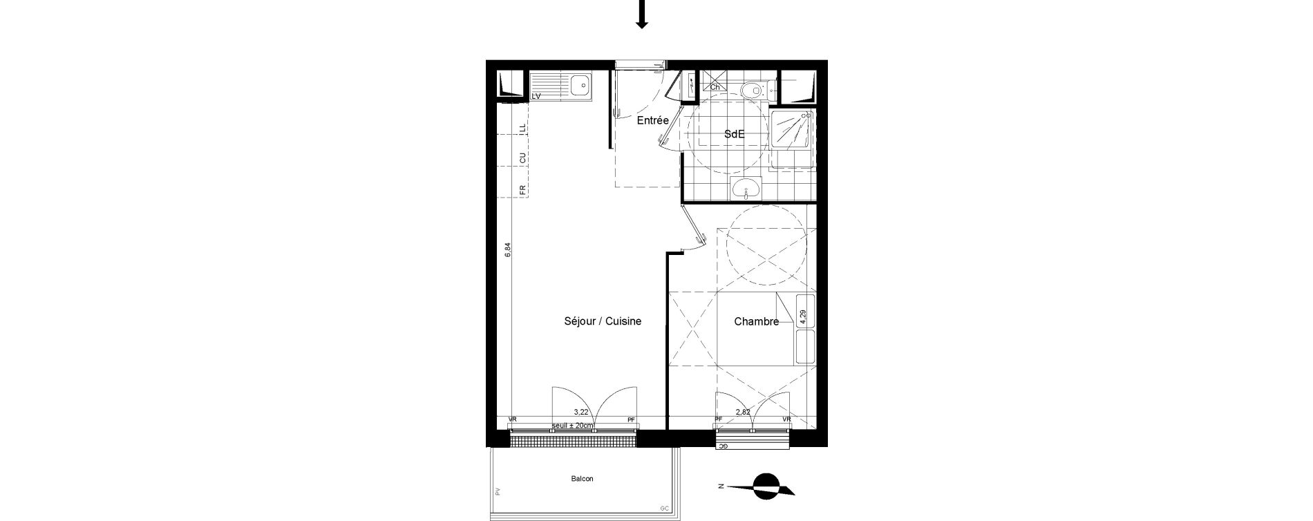 Appartement T2 de 39,94 m2 &agrave; Meaux Beauval