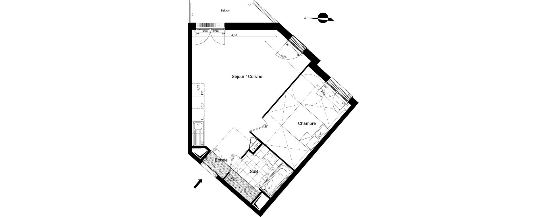 Appartement T2 de 43,15 m2 &agrave; Meaux Beauval