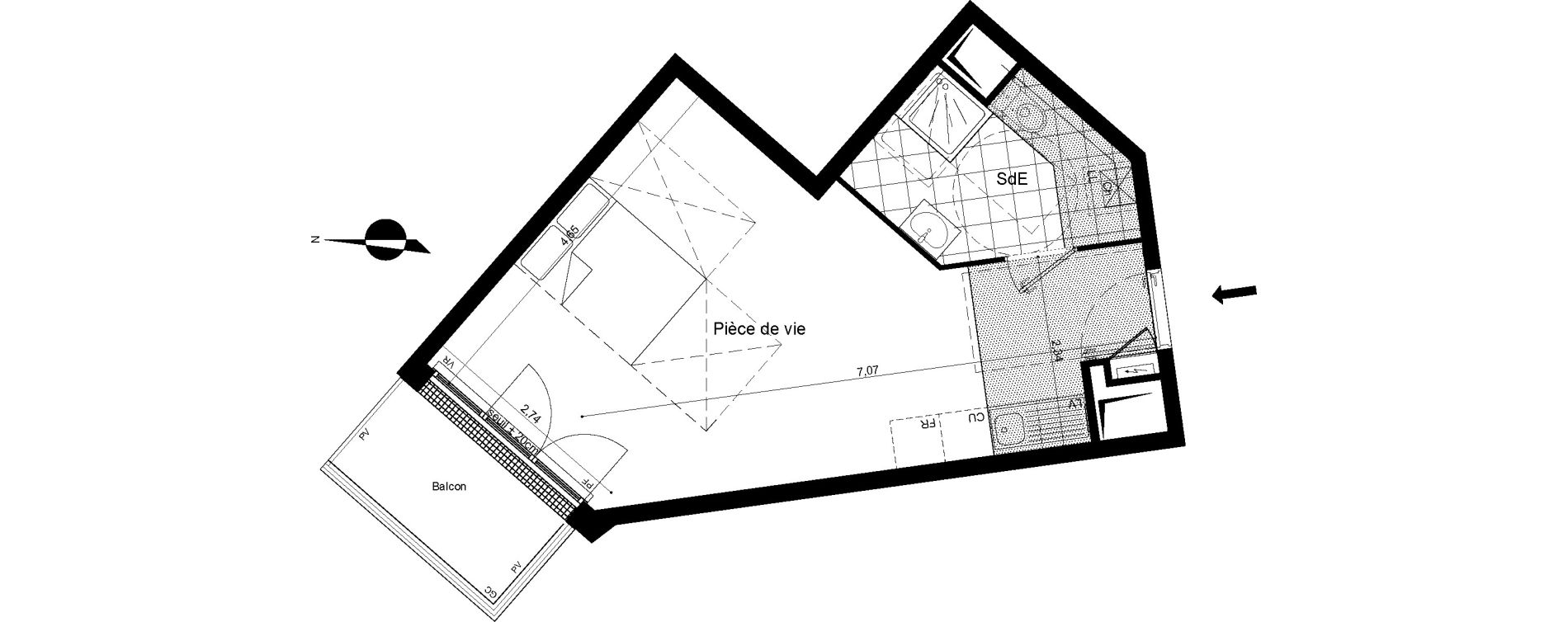 Appartement T1 de 32,11 m2 &agrave; Meaux Beauval