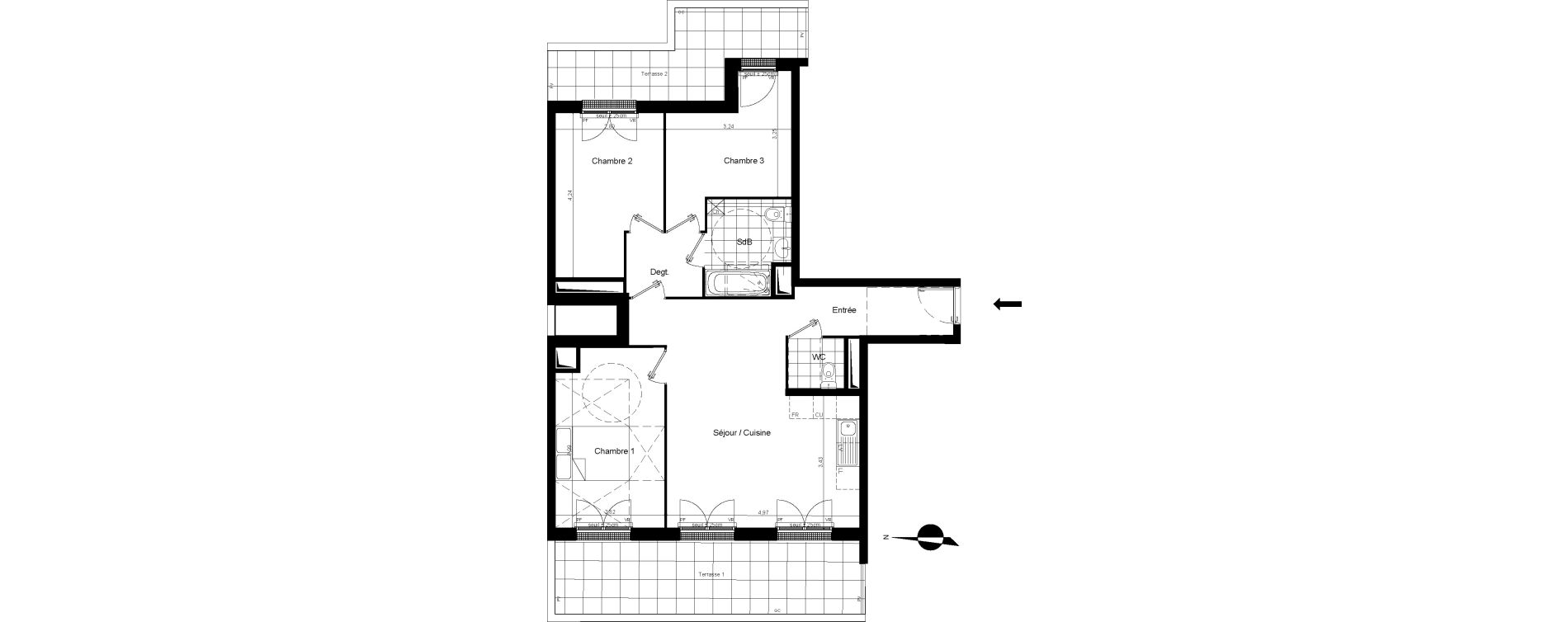 Appartement T4 de 74,14 m2 &agrave; Meaux Beauval