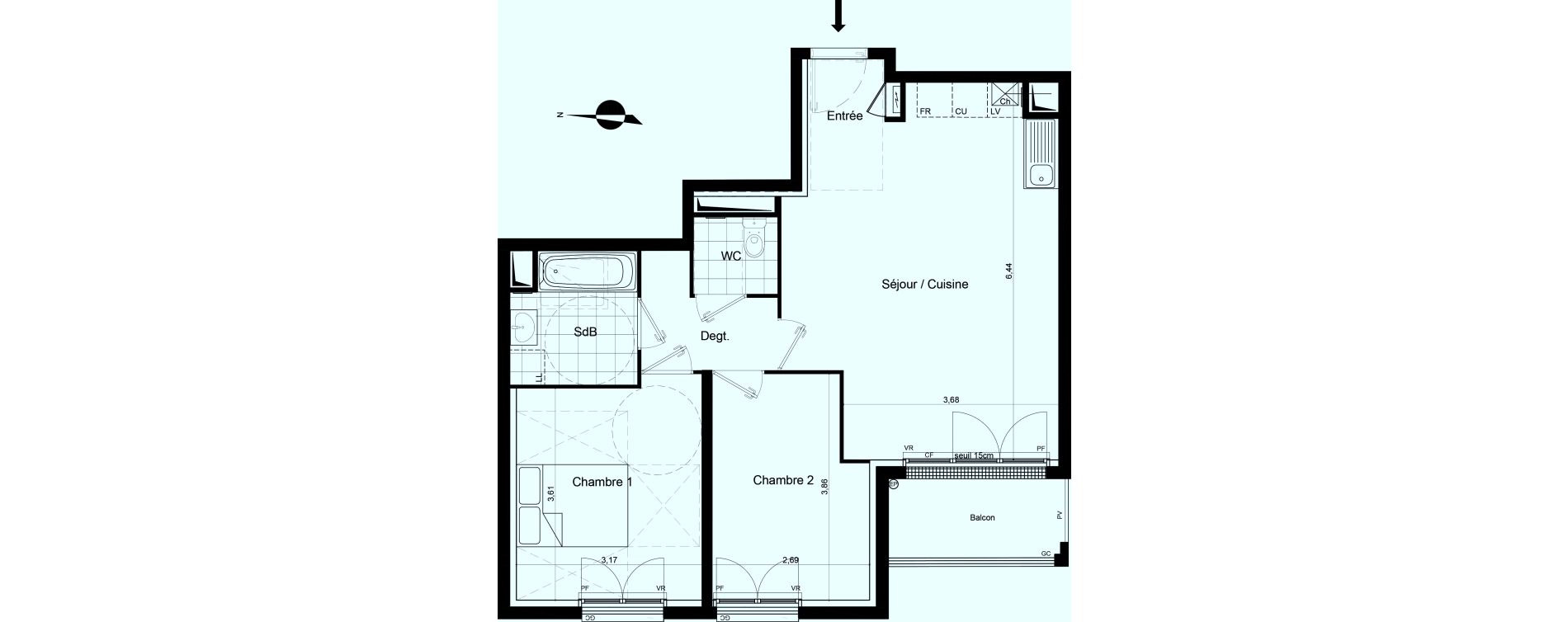 Appartement T3 de 59,50 m2 &agrave; Meaux Beauval