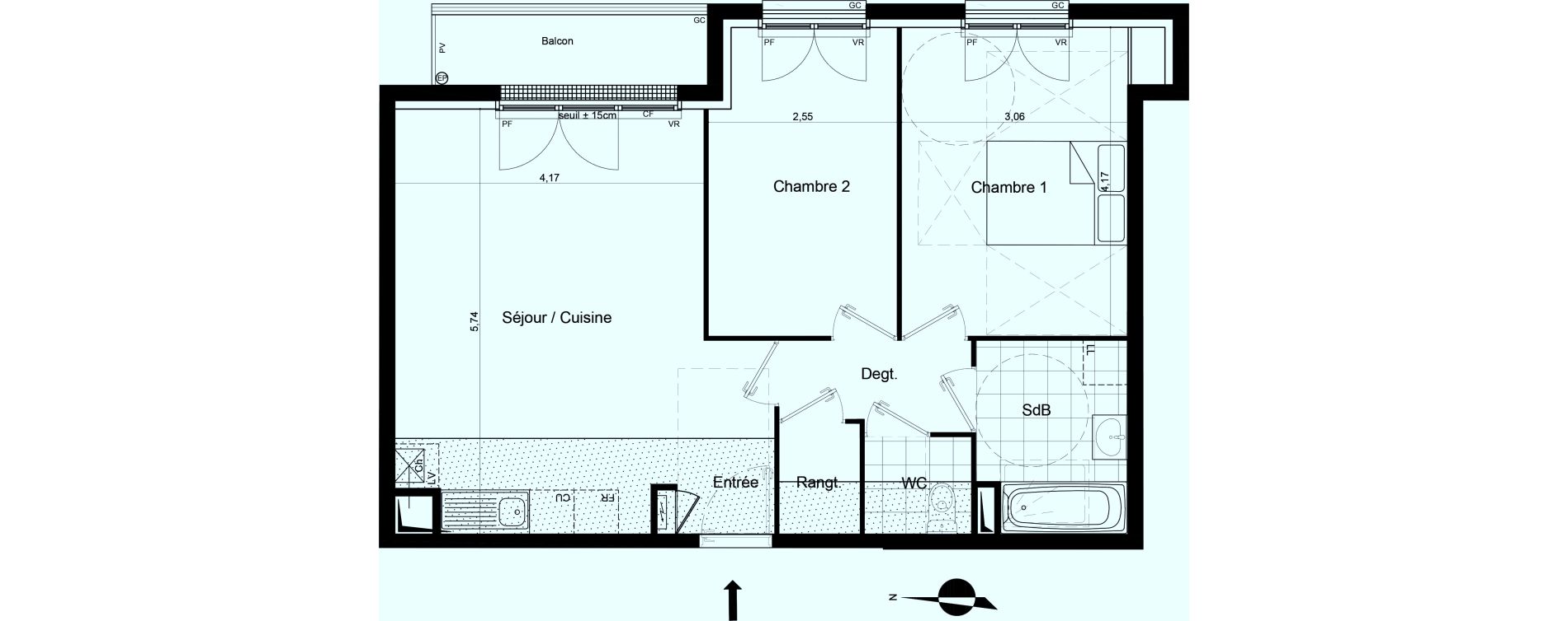 Appartement T3 de 60,97 m2 &agrave; Meaux Beauval