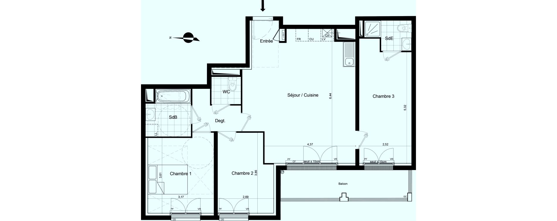 Appartement T4 de 77,64 m2 &agrave; Meaux Beauval