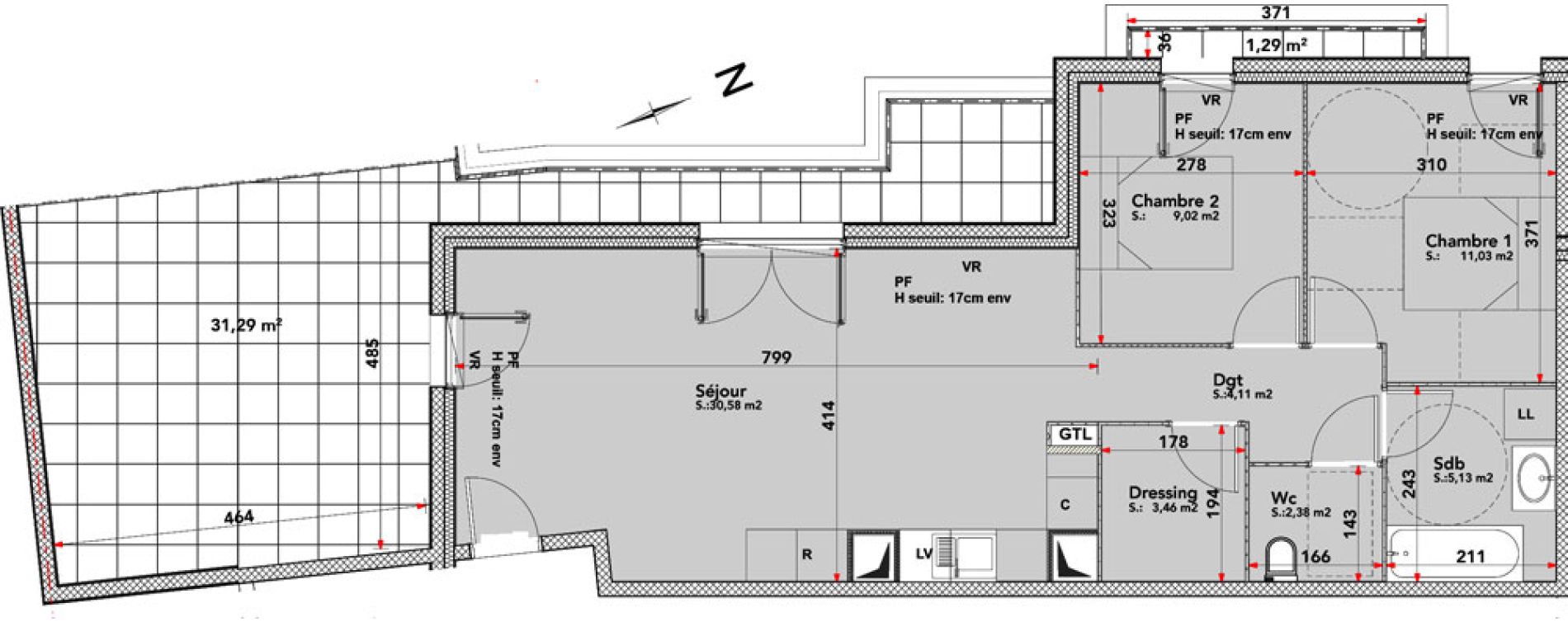 Appartement T3 de 65,71 m2 &agrave; Meaux Centre