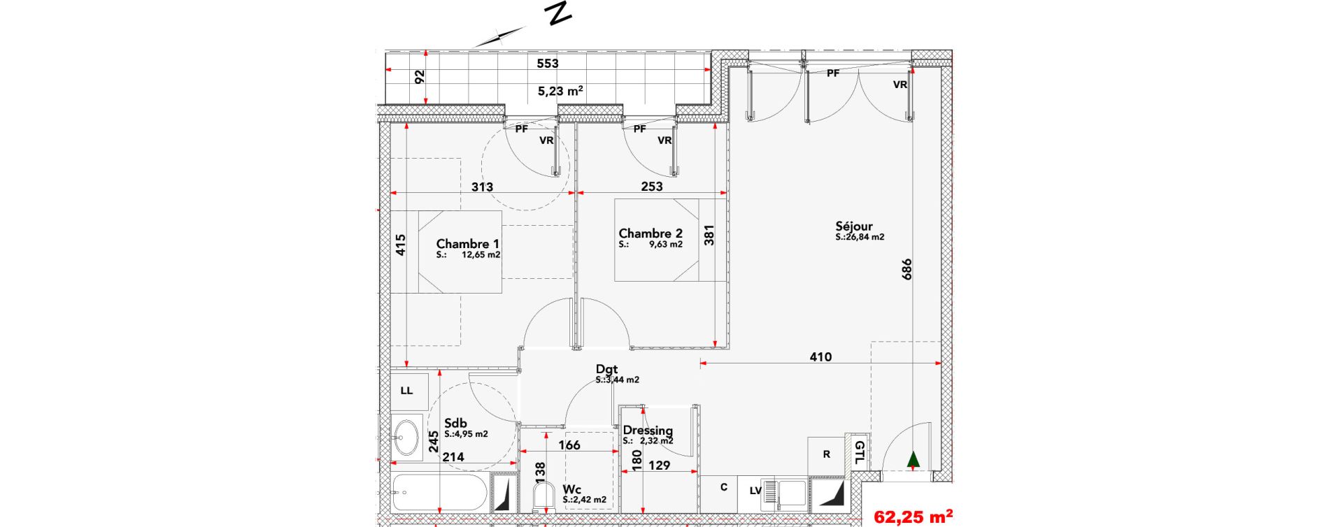 Appartement T3 de 62,25 m2 &agrave; Meaux Centre