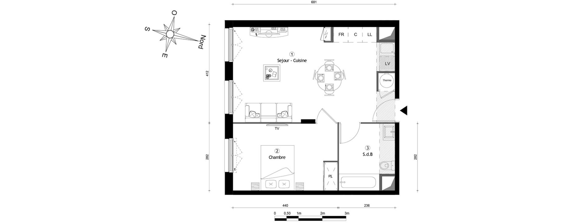 Appartement T2 de 45,00 m2 &agrave; Meaux Centre