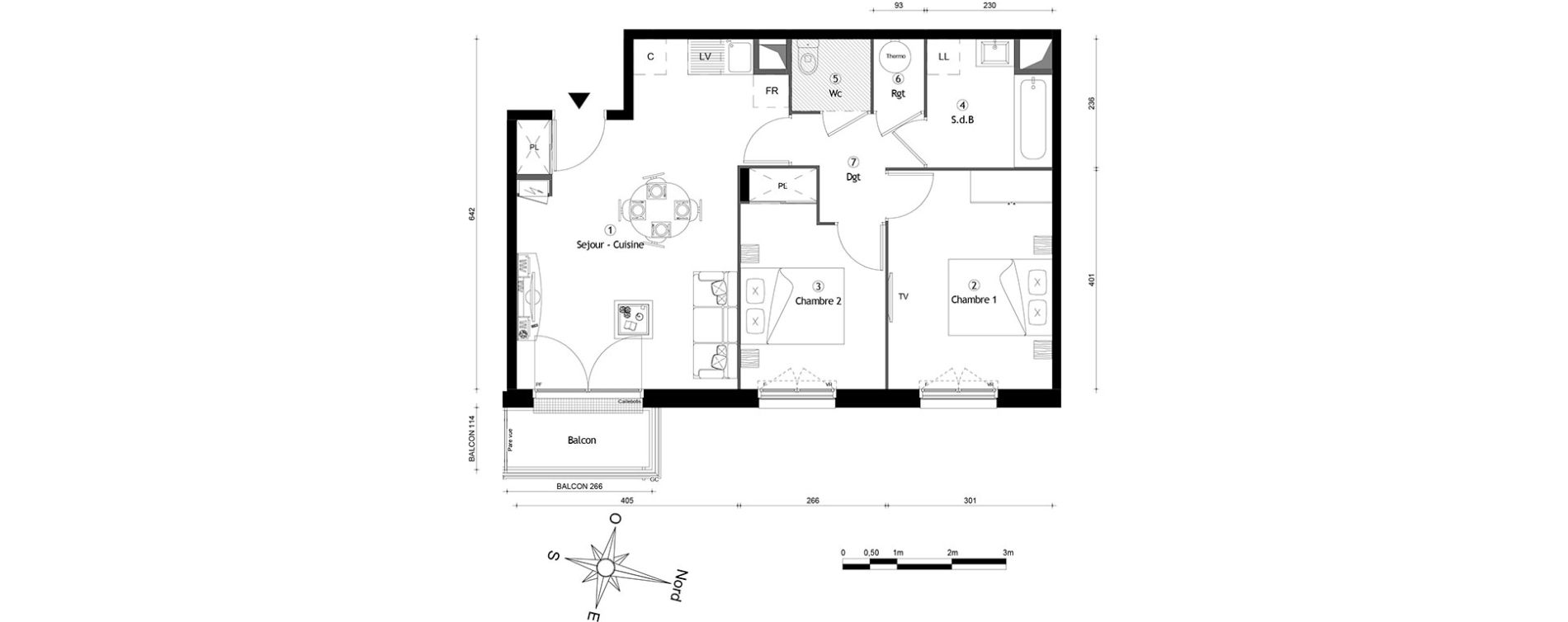 Appartement T3 de 57,50 m2 &agrave; Meaux Centre