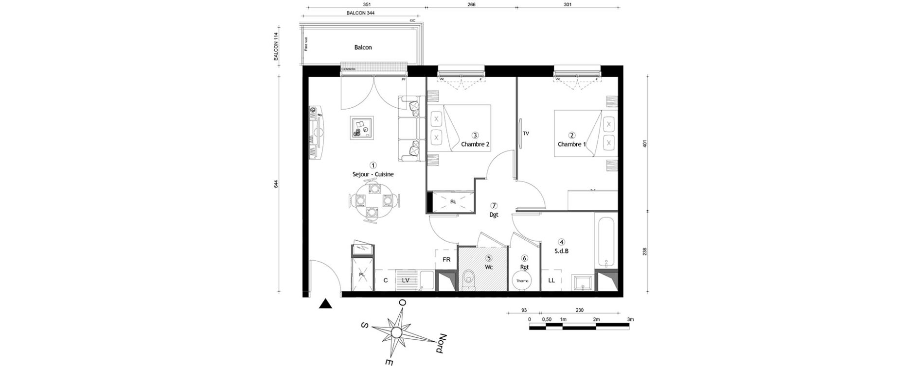 Appartement T3 de 57,20 m2 &agrave; Meaux Centre