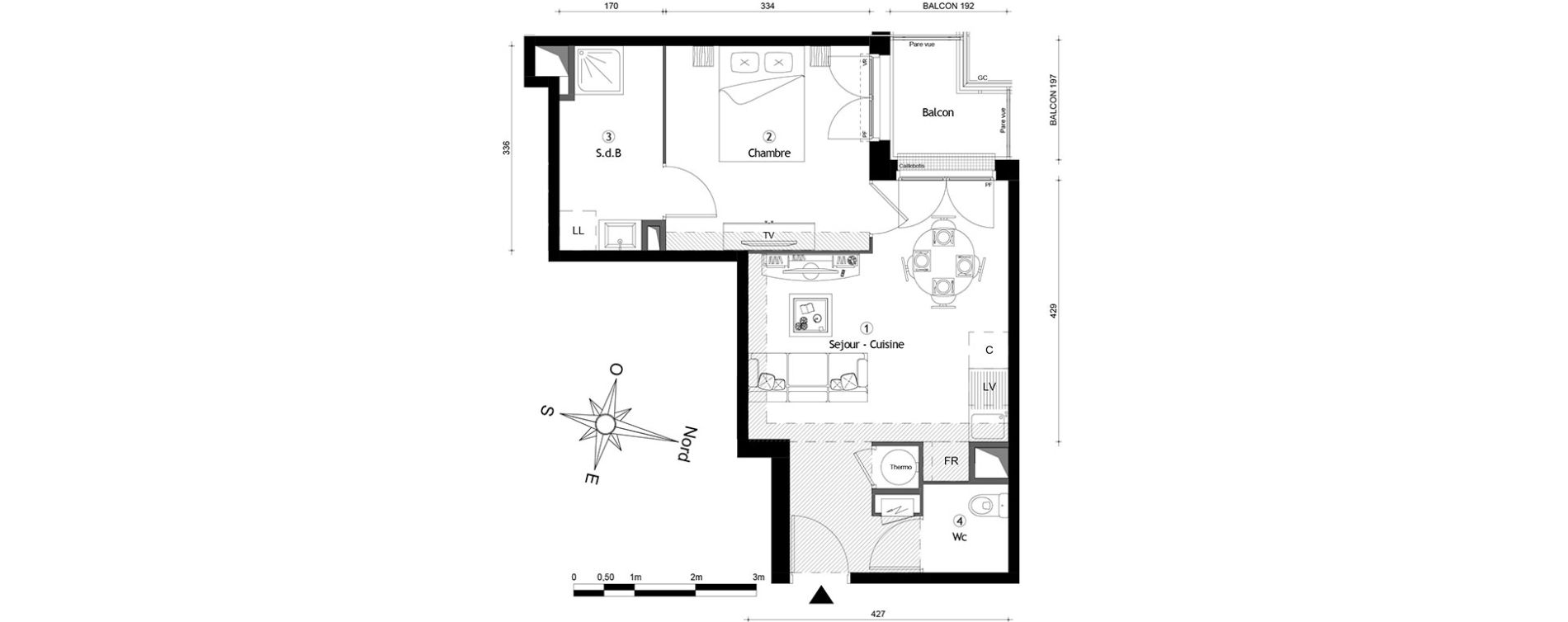 Appartement T2 de 39,00 m2 &agrave; Meaux Centre