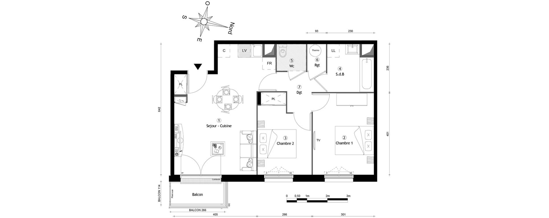 Appartement T3 de 57,50 m2 &agrave; Meaux Centre
