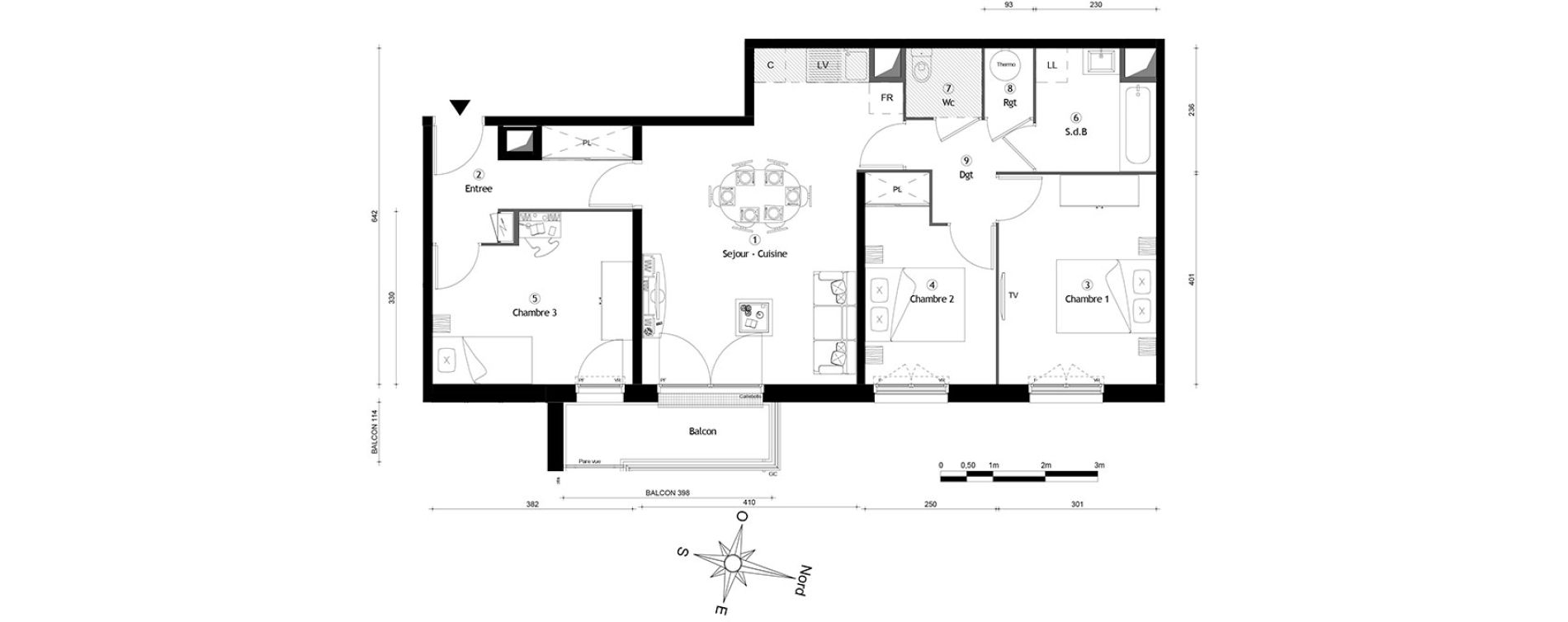 Appartement T4 de 75,20 m2 &agrave; Meaux Centre