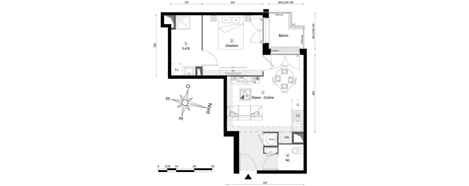 Appartement T2 de 39,00 m2 &agrave; Meaux Centre