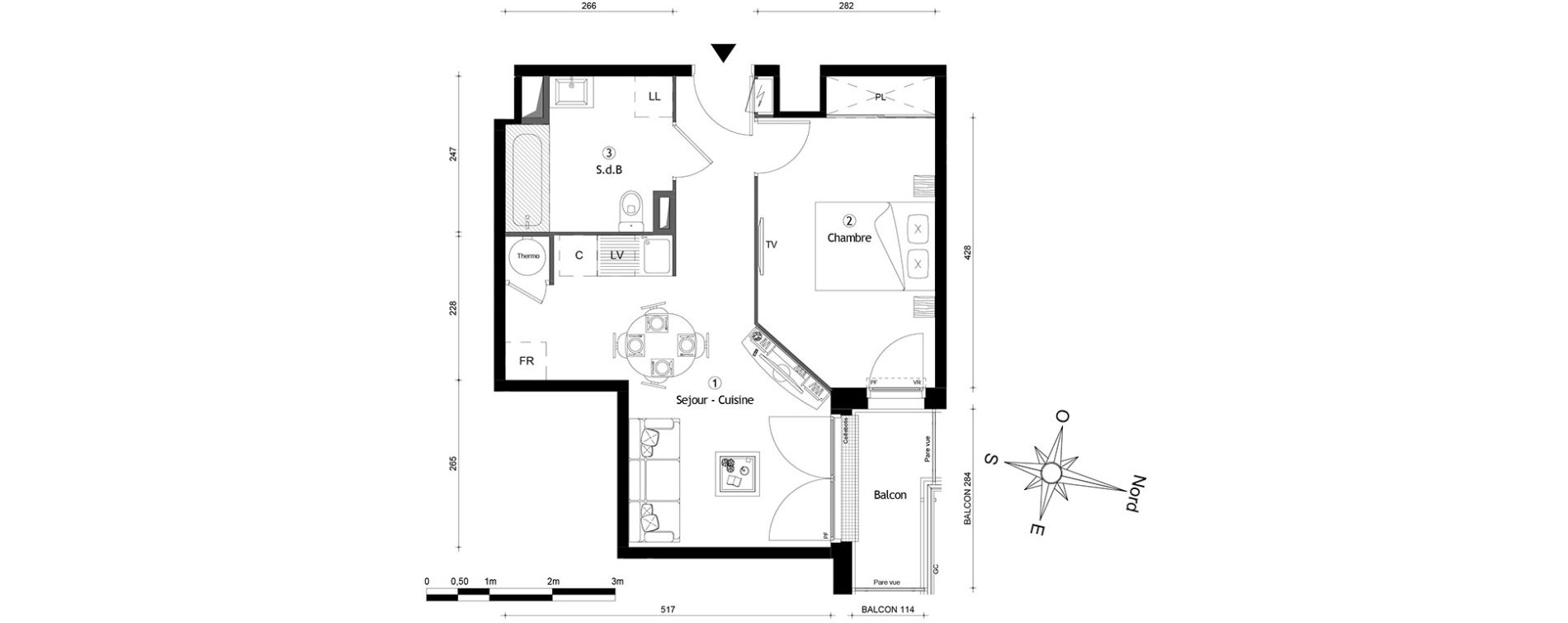 Appartement T2 de 39,50 m2 &agrave; Meaux Centre