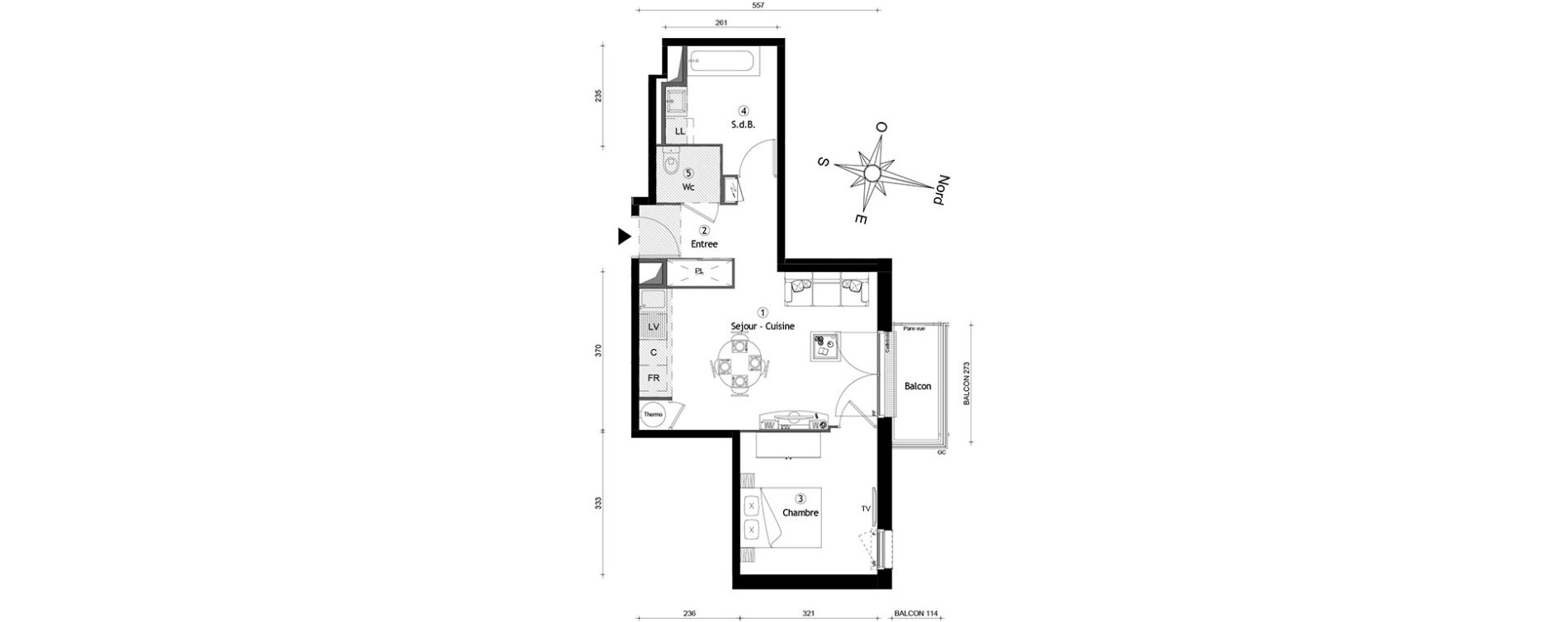 Appartement T2 de 44,70 m2 &agrave; Meaux Centre