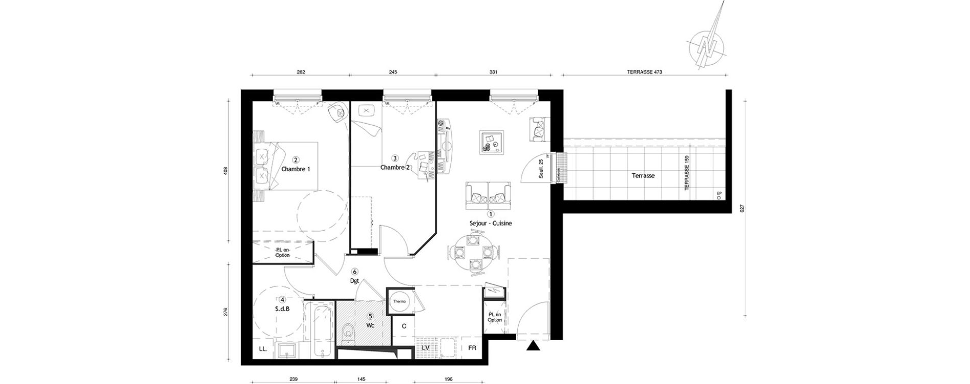 Appartement T3 de 61,30 m2 &agrave; Meaux Centre