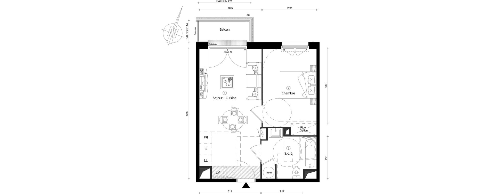 Appartement T2 de 39,80 m2 &agrave; Meaux Centre