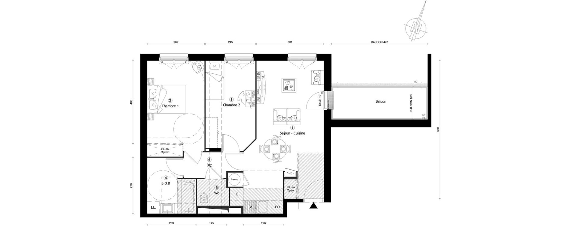 Appartement T3 de 61,30 m2 &agrave; Meaux Centre