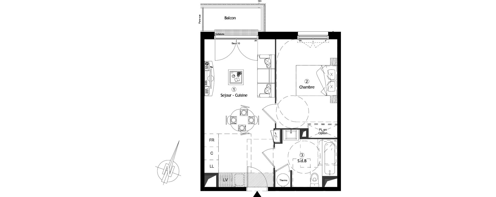 Appartement T2 de 39,80 m2 &agrave; Meaux Centre