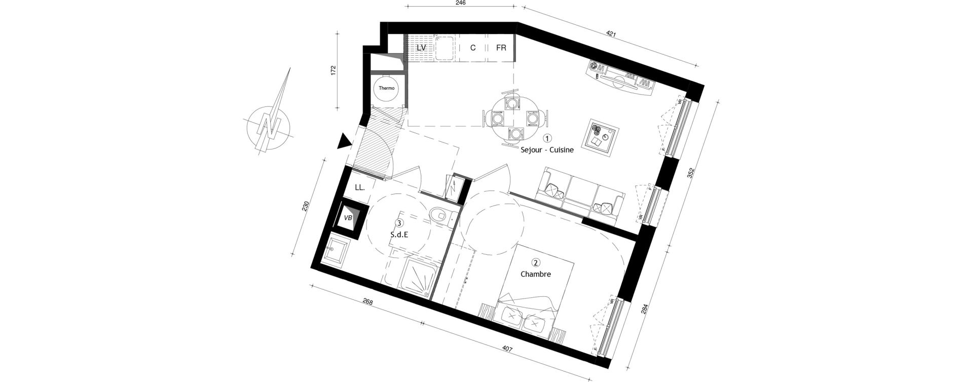 Appartement T2 de 41,60 m2 &agrave; Meaux Centre