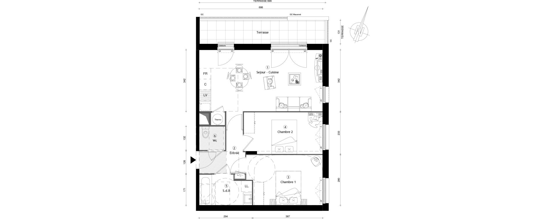 Appartement T3 de 57,40 m2 &agrave; Meaux Centre
