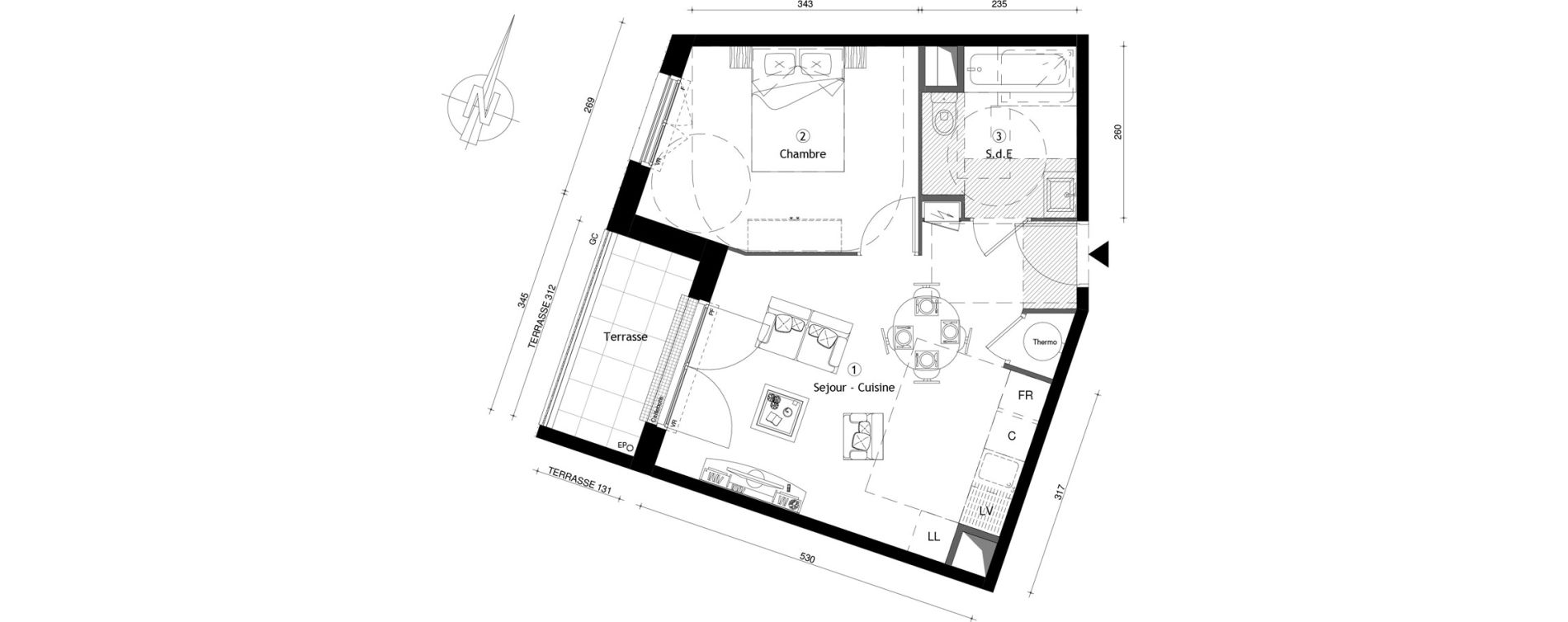 Appartement T2 de 40,30 m2 &agrave; Meaux Centre