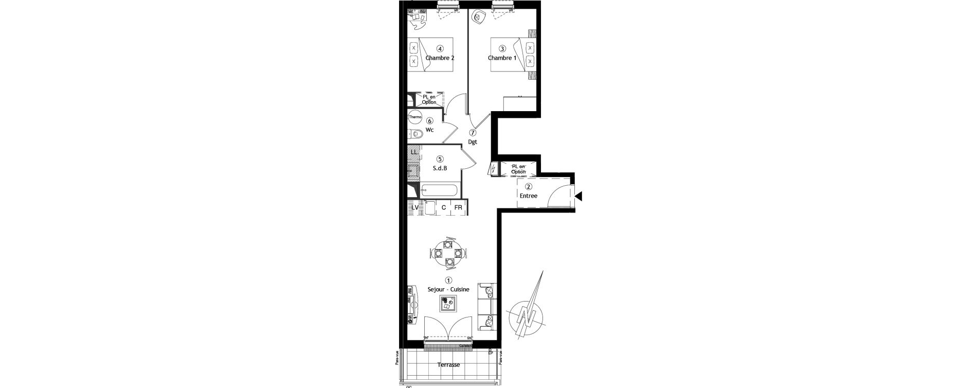 Appartement T3 de 60,70 m2 &agrave; Meaux Centre