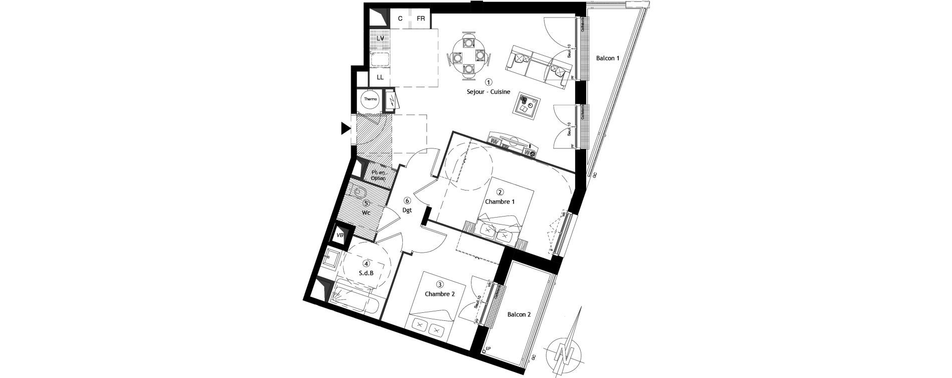 Appartement T3 de 61,00 m2 &agrave; Meaux Centre