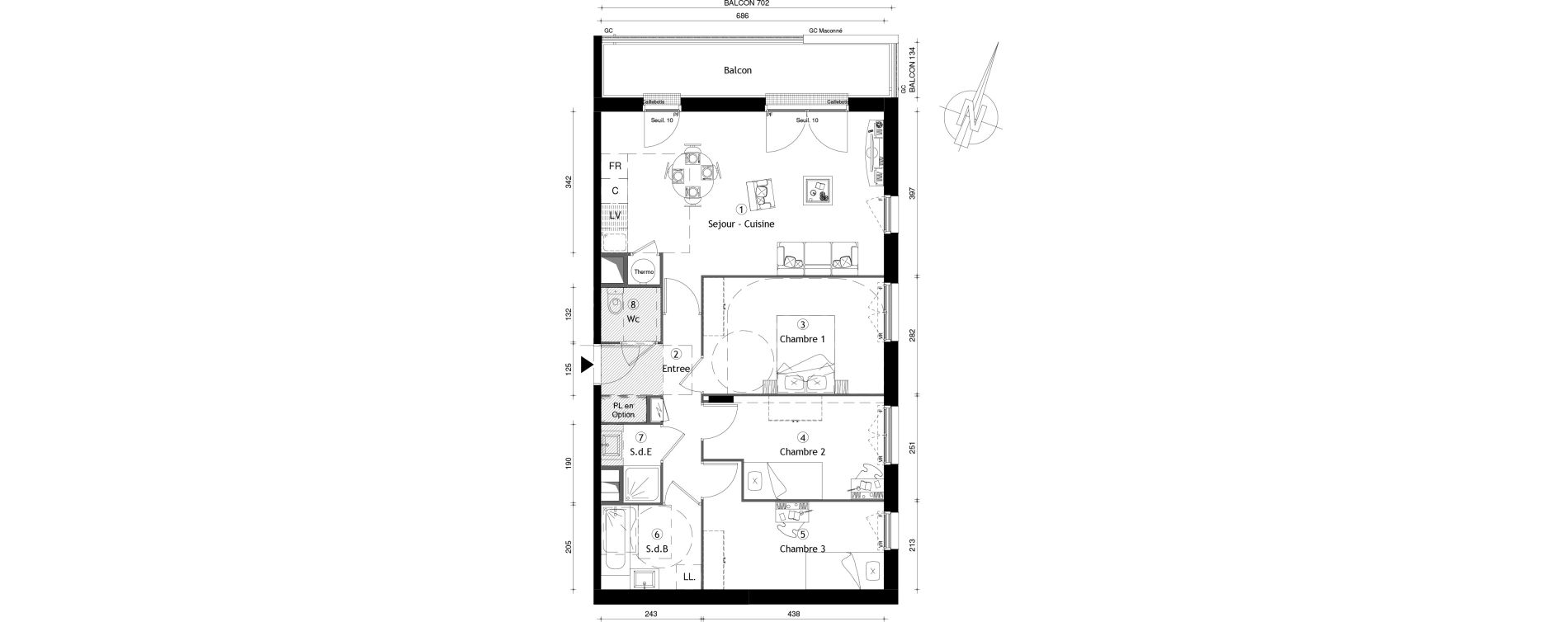 Appartement T4 de 76,30 m2 &agrave; Meaux Centre