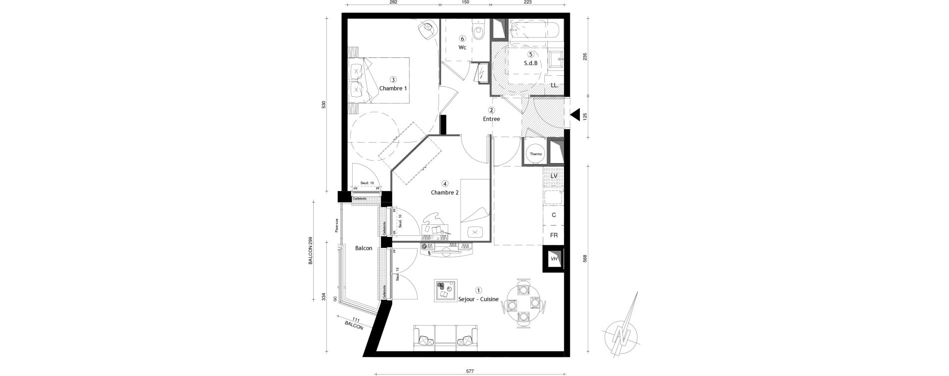 Appartement T3 de 58,70 m2 &agrave; Meaux Centre