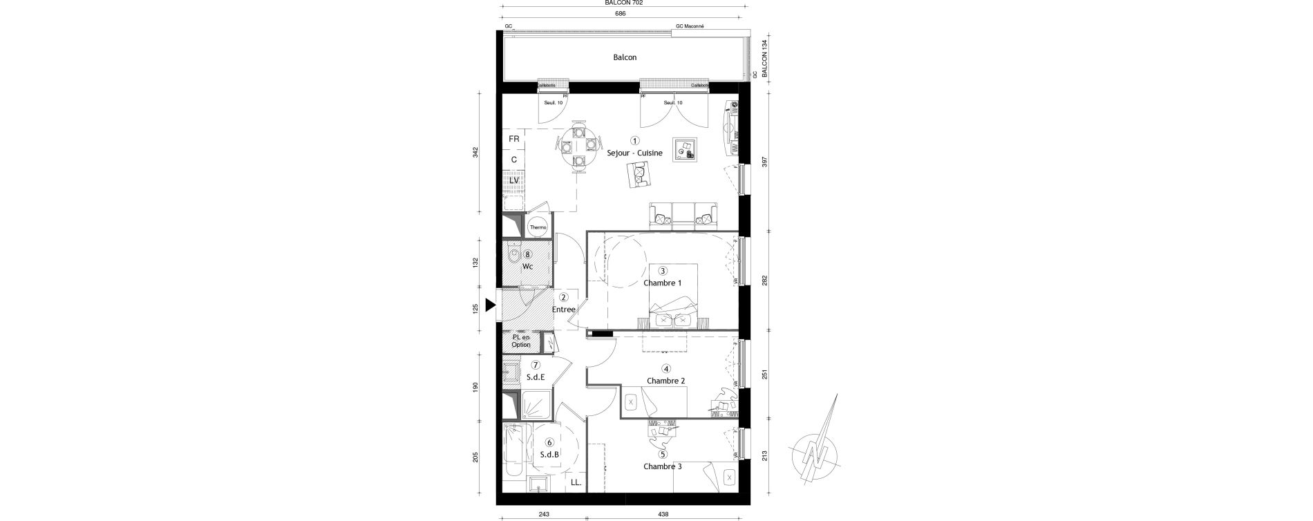 Appartement T4 de 76,30 m2 &agrave; Meaux Centre