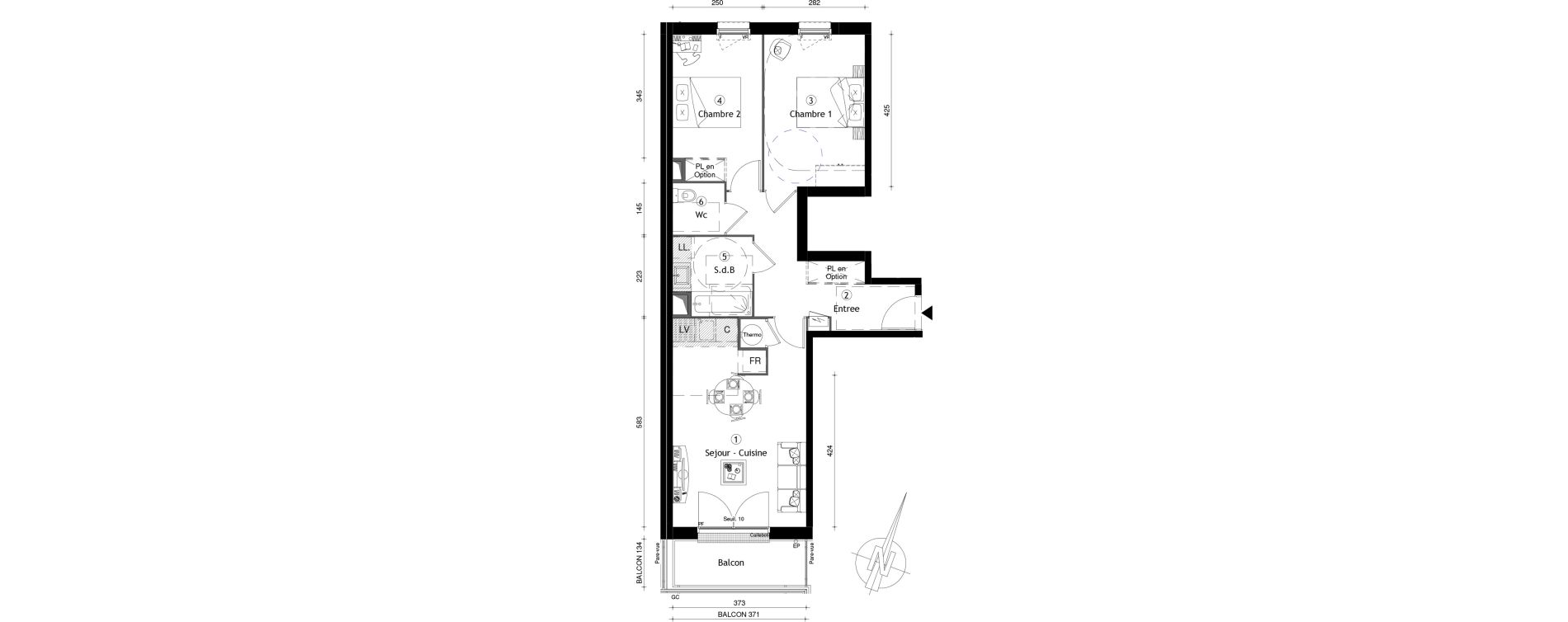 Appartement T3 de 60,70 m2 &agrave; Meaux Centre