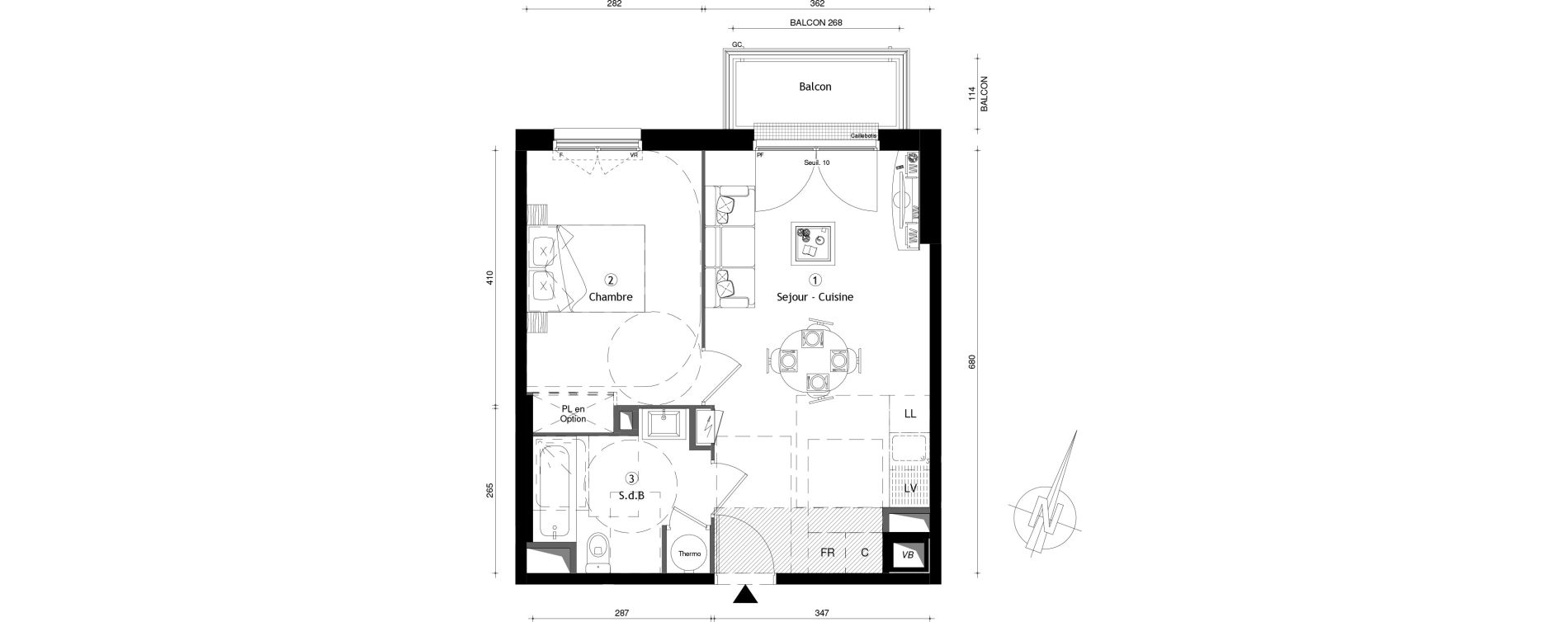 Appartement T2 de 41,50 m2 &agrave; Meaux Centre