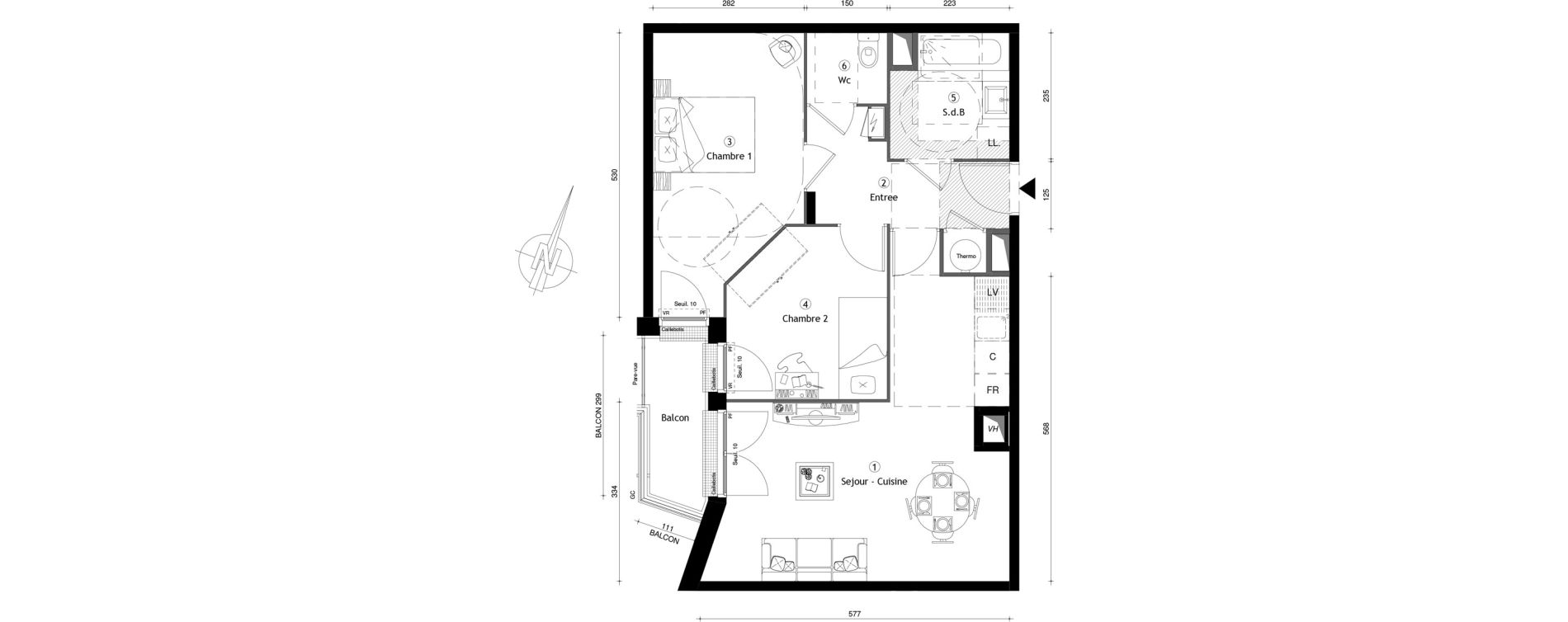 Appartement T3 de 58,80 m2 &agrave; Meaux Centre