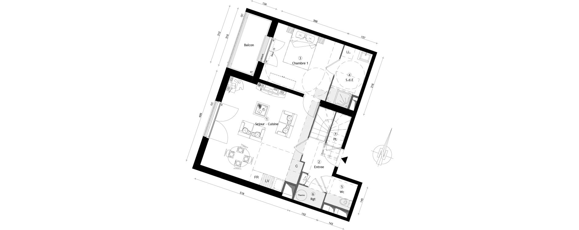 Duplex T4 de 82,30 m2 &agrave; Meaux Centre