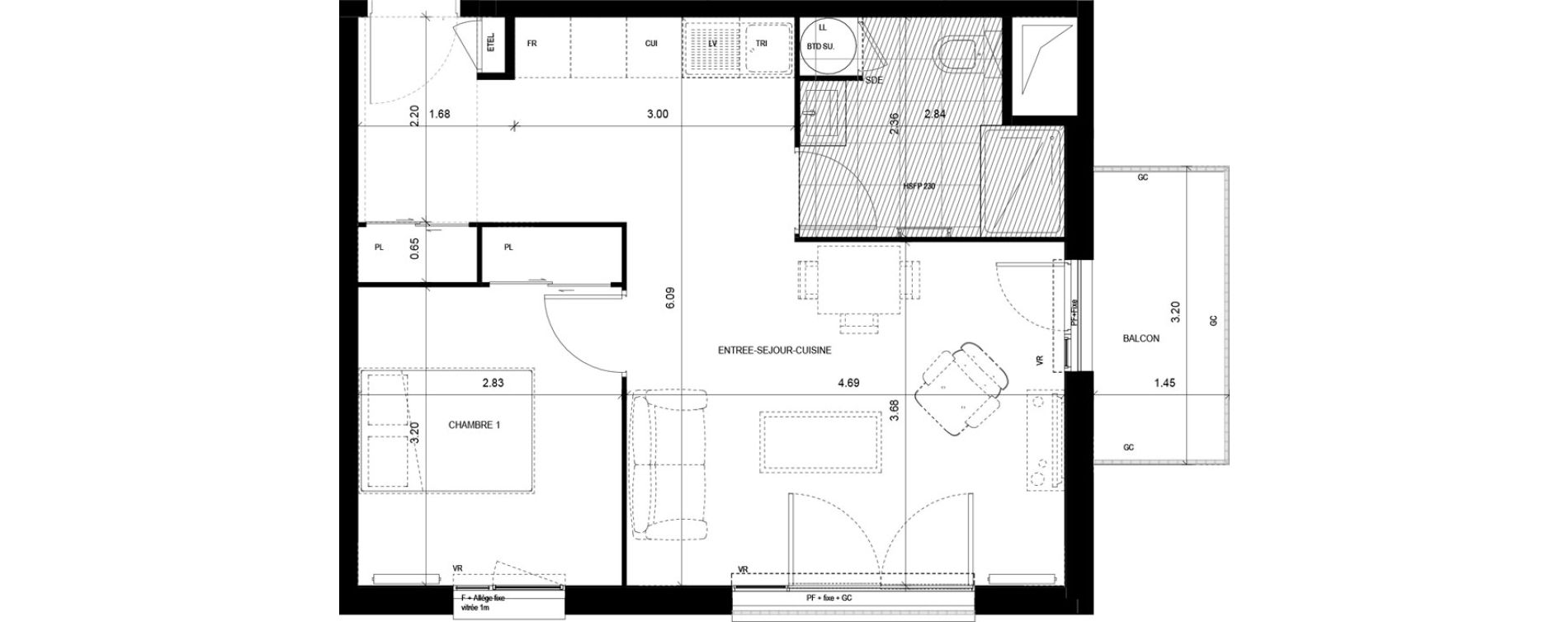 Appartement T2 de 44,44 m2 &agrave; Meaux Beauval