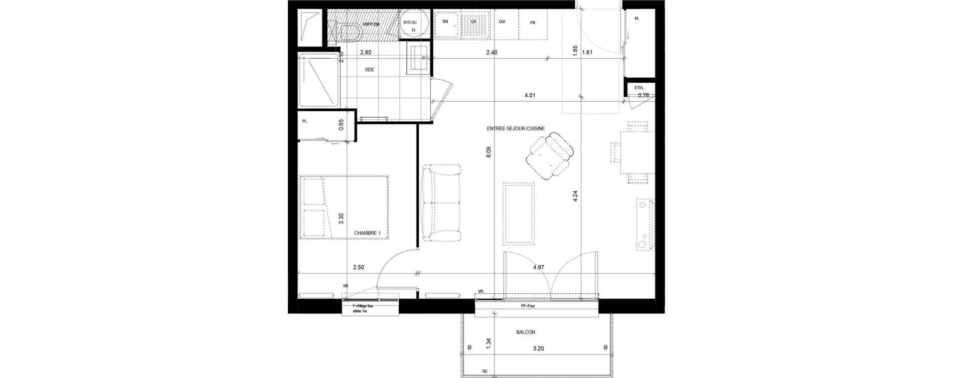 Appartement T2 de 44,47 m2 &agrave; Meaux Beauval