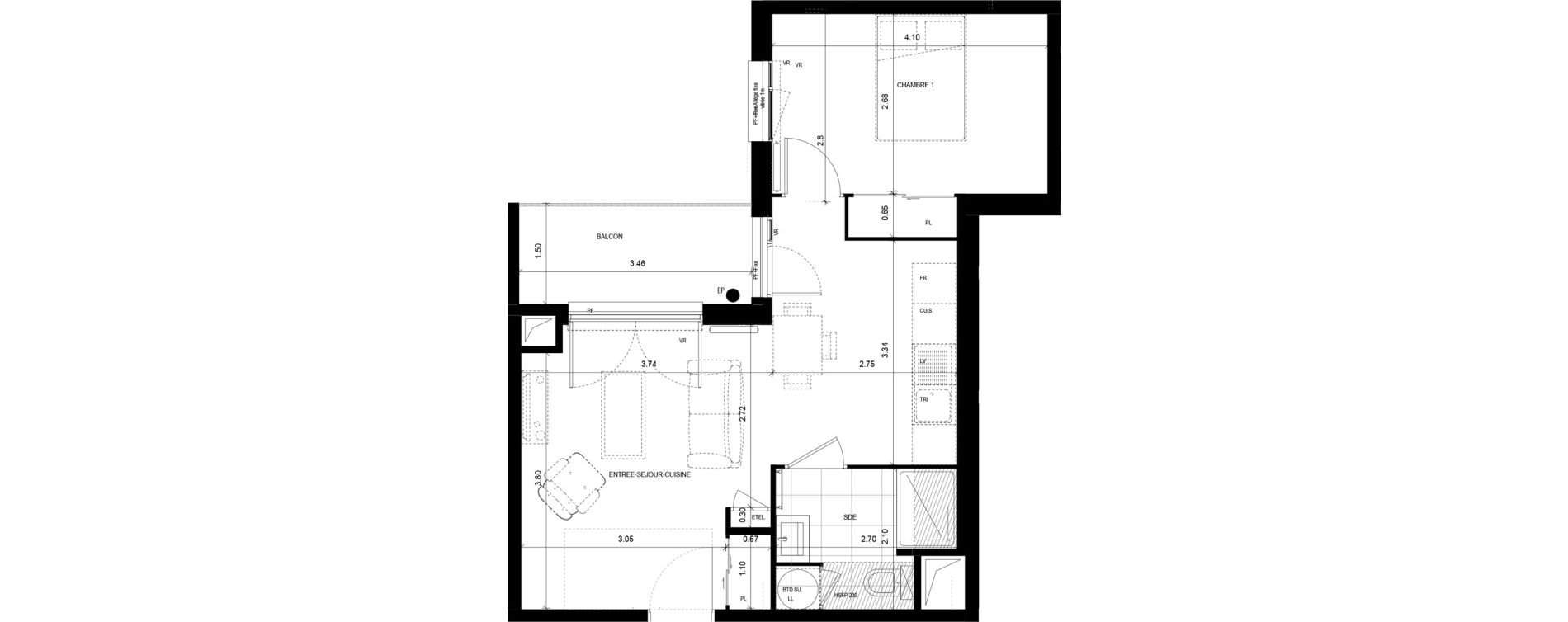Appartement T2 de 42,25 m2 &agrave; Meaux Beauval