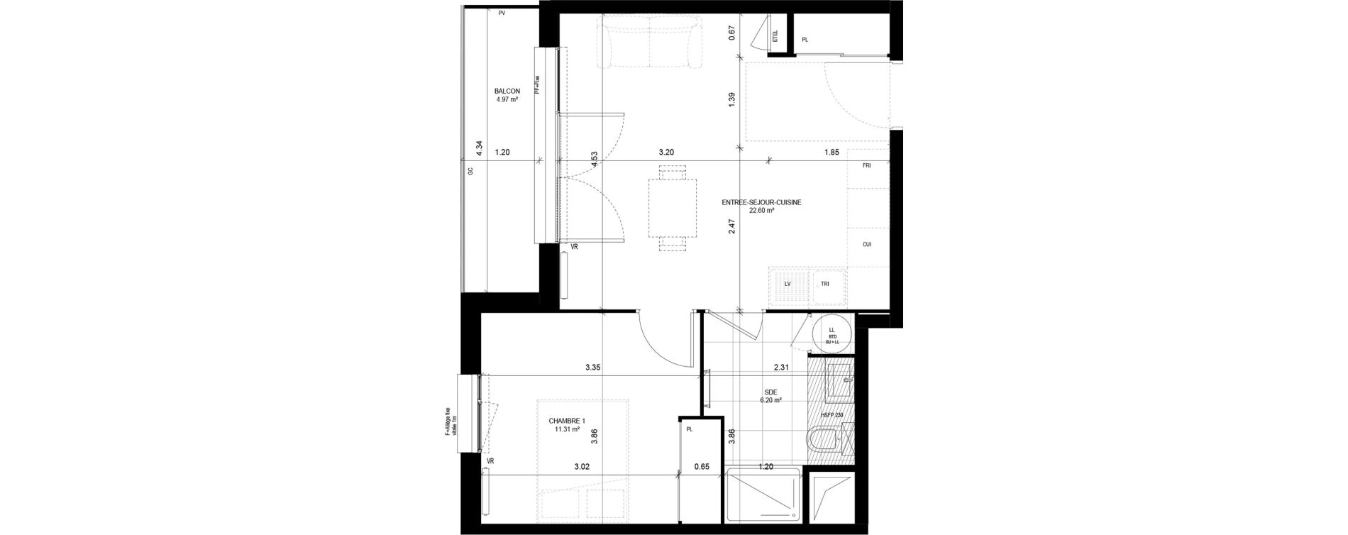 Appartement T2 de 40,11 m2 &agrave; Meaux Beauval