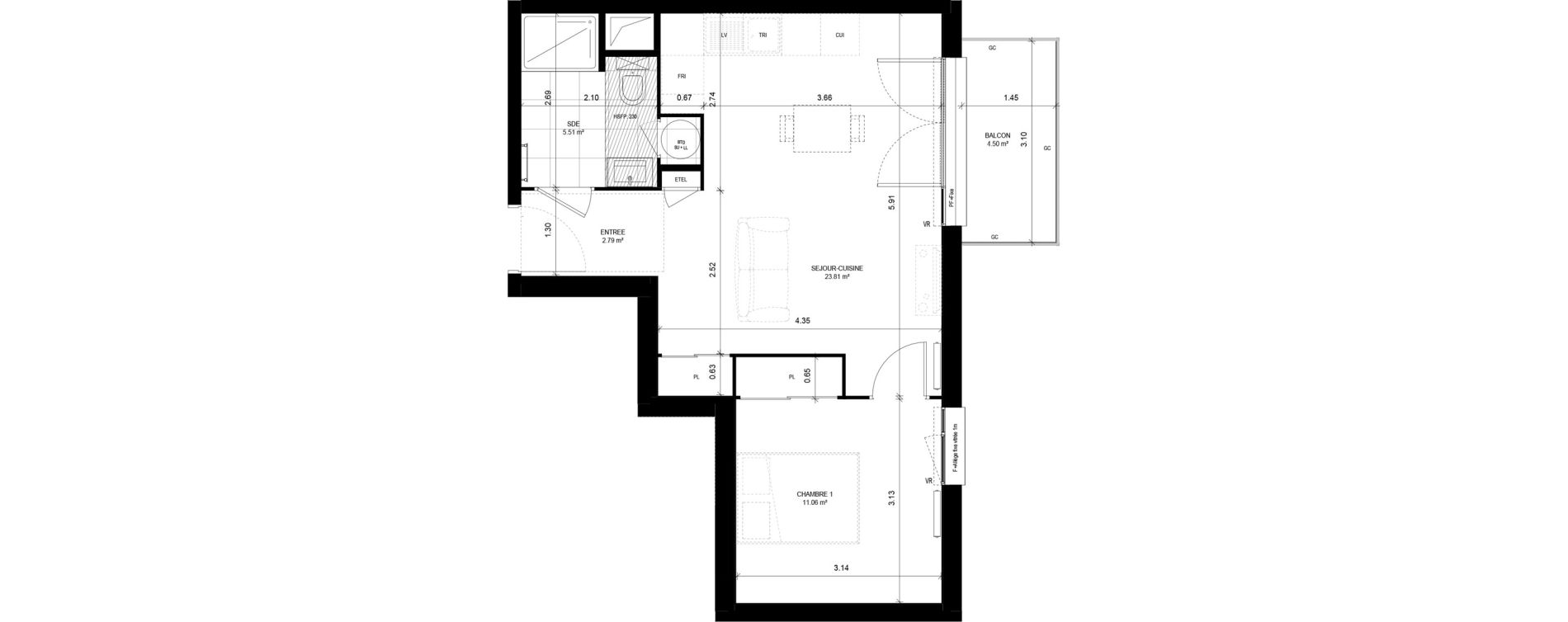 Appartement T2 de 43,17 m2 &agrave; Meaux Beauval