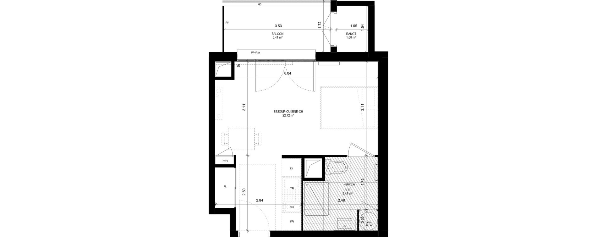 Appartement T1 de 28,19 m2 &agrave; Meaux Beauval