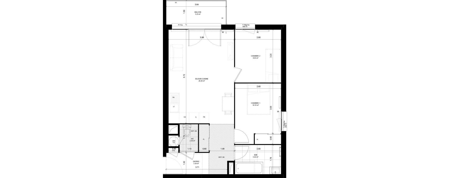 Appartement T3 de 58,40 m2 &agrave; Meaux Beauval