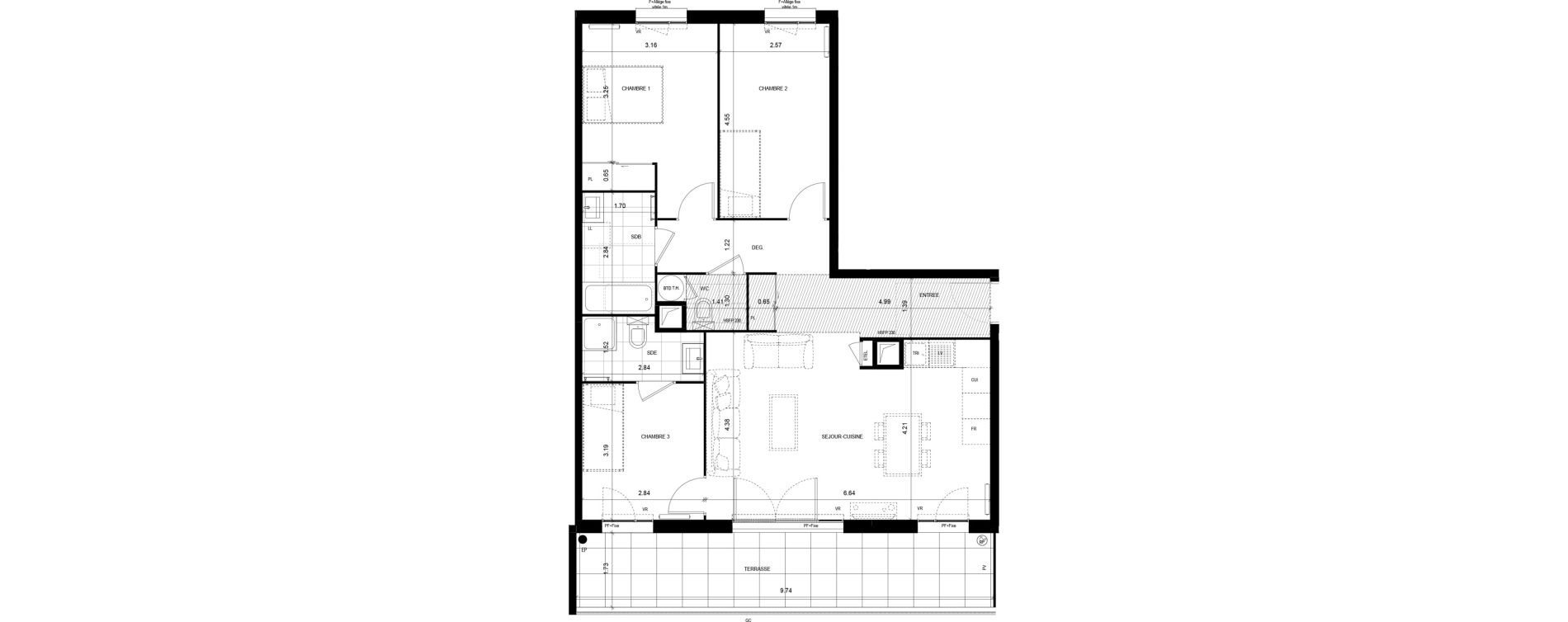 Appartement T4 de 85,41 m2 &agrave; Meaux Foch - allende
