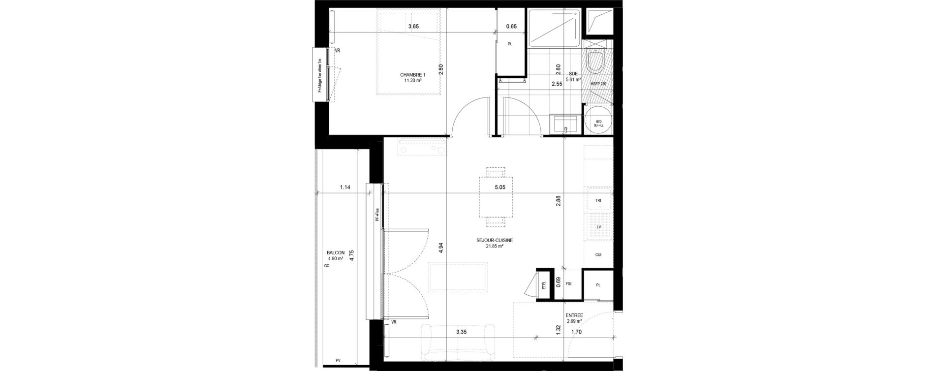 Appartement T2 de 41,35 m2 &agrave; Meaux Foch - allende
