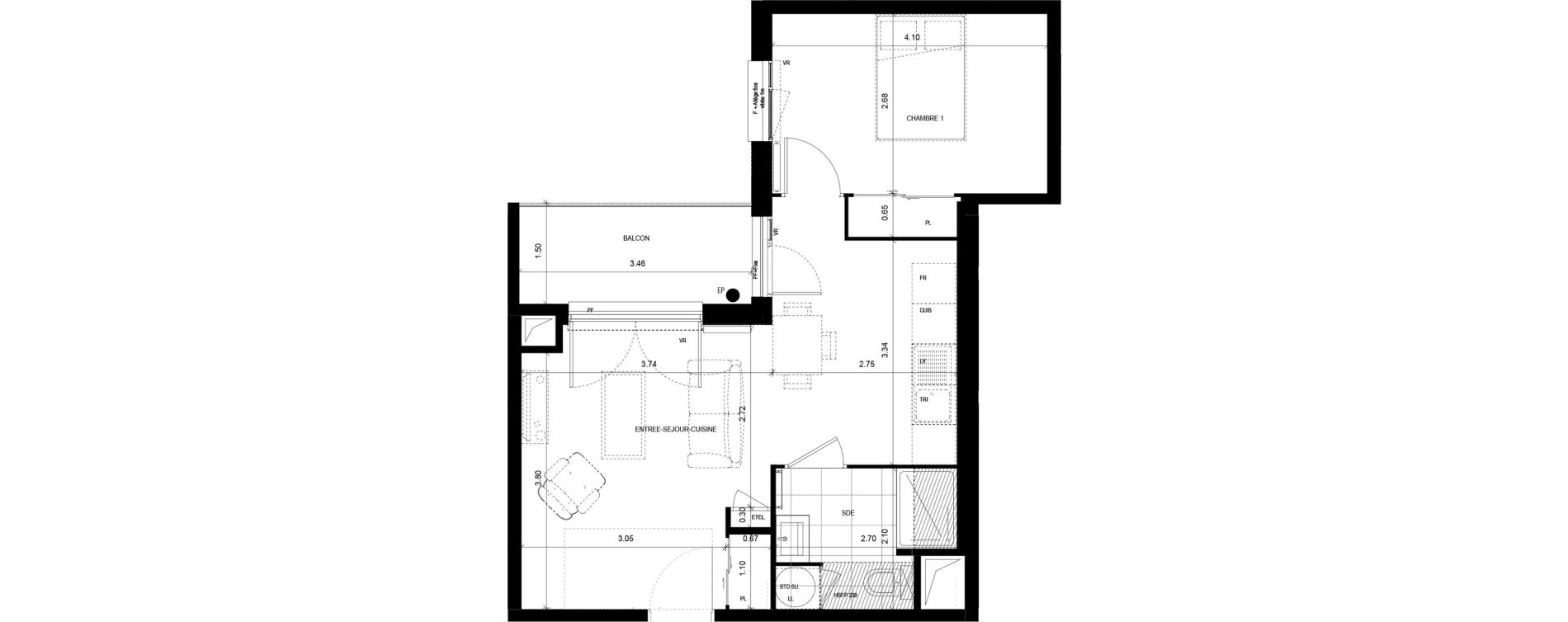 Appartement T2 de 42,30 m2 &agrave; Meaux Foch - allende