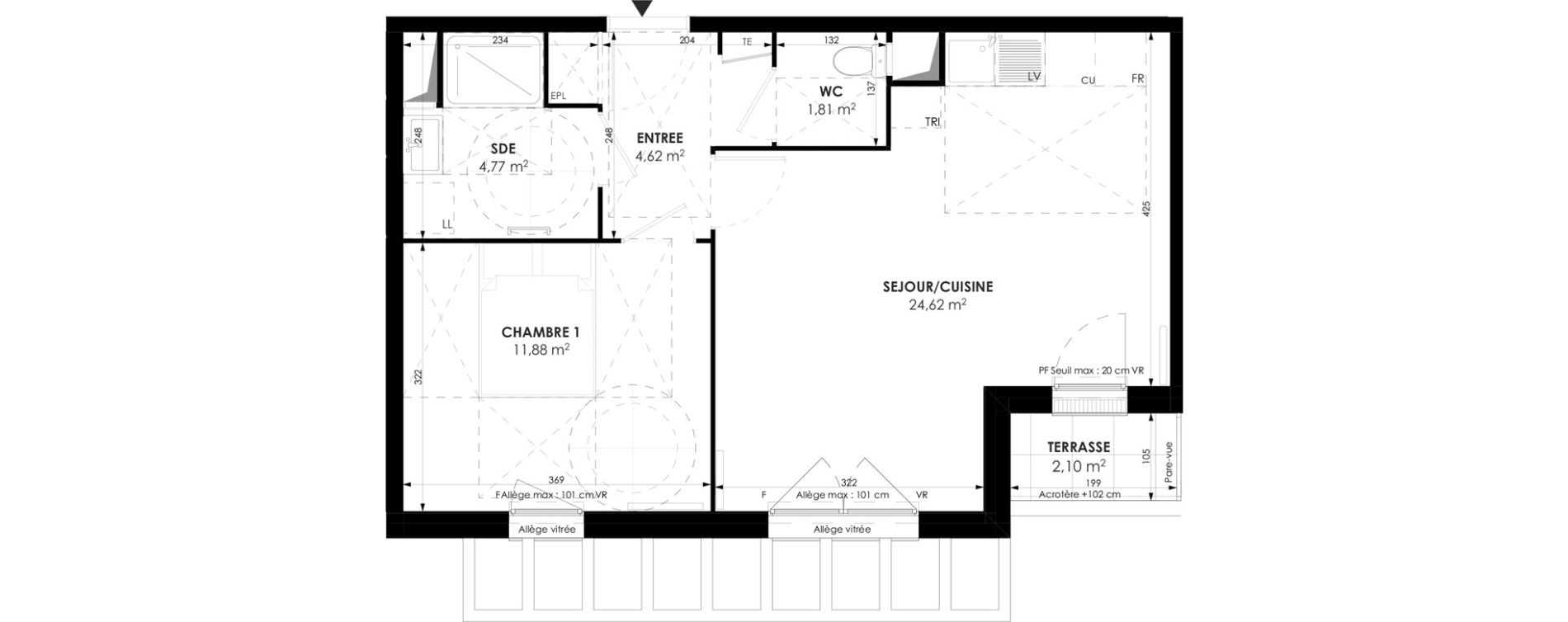 Appartement T2 de 47,70 m2 &agrave; Meaux Beauval