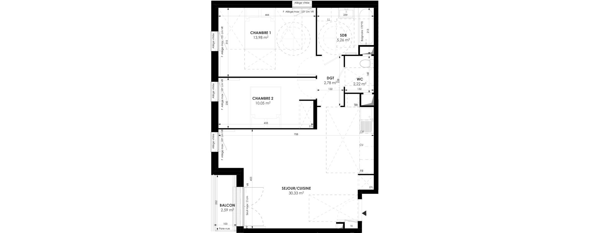 Appartement T3 de 64,62 m2 &agrave; Meaux Beauval