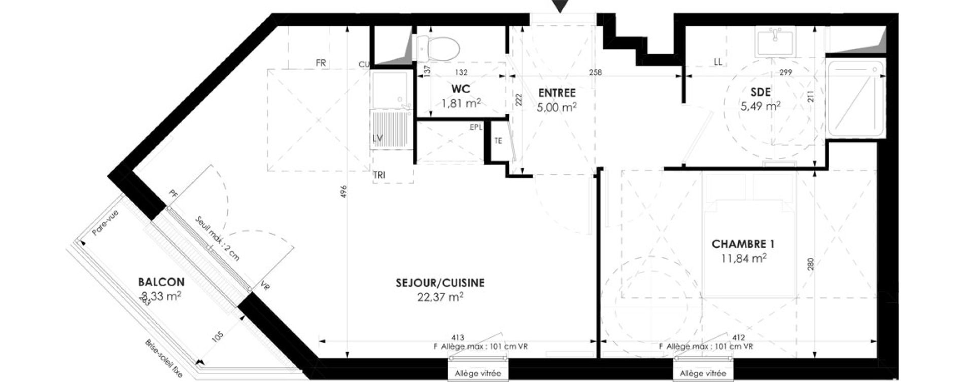 Appartement T2 de 46,50 m2 &agrave; Meaux Beauval