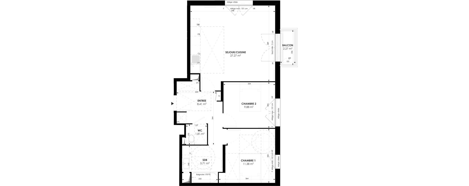 Appartement T3 de 64,46 m2 &agrave; Meaux Beauval